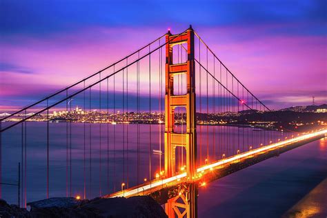 Golden Gate Bridge at night Photograph by Miroslav Liska - Pixels