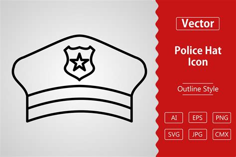 Vector Police Hat Outline Icon Design Graphic by Muhammad Atiq · Creative Fabrica