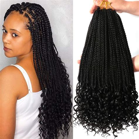 Buy 7 Packs 18 Inch Crochet Box Braids Hair with Curly Ends Prelooped ...