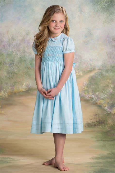 dress design for Bella Blue | Smocked baby dresses, Girls blue dress, Easter dresses for women