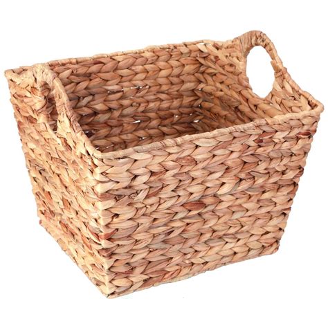 Vintiquewise 17 in. W x 11.25 in. H Brown Large Water Hyacinth Square Wicker Shelf Baskets ...