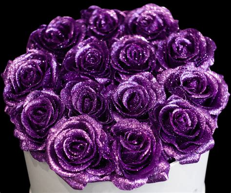 Belle Fleuriste - Purple Glitter Roses White Box – BelleFleuristeUK