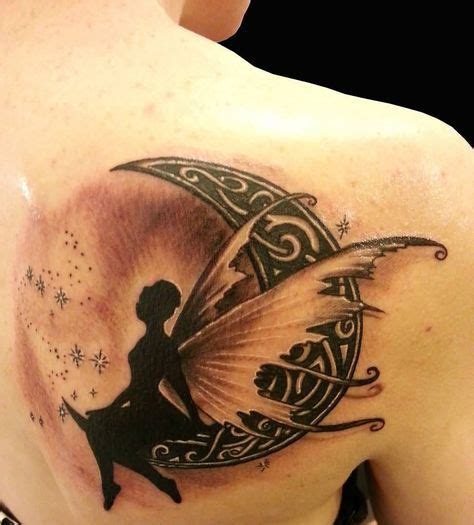 Realistic Fairy On Celtic Half Moon Tattoo On Right Back Shoulder | Diseños de tatuajes de hadas ...