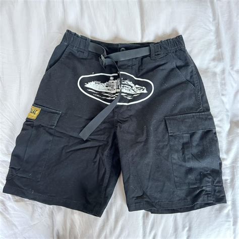 Corteiz black cargo shorts, size M, excellent condition - Depop