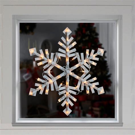 Lighted Snowflake Christmas Window Silhouette - 15.5 Inch | Christmas Central