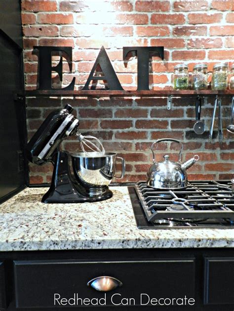 DIY Brick Backsplash - Redhead Can Decorate