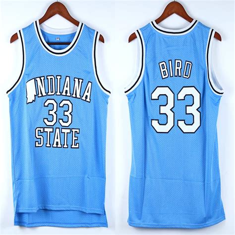 LARRY BIRD 33 INDIANA STATE LIGHT BLUE BASKETBALL JERSEY