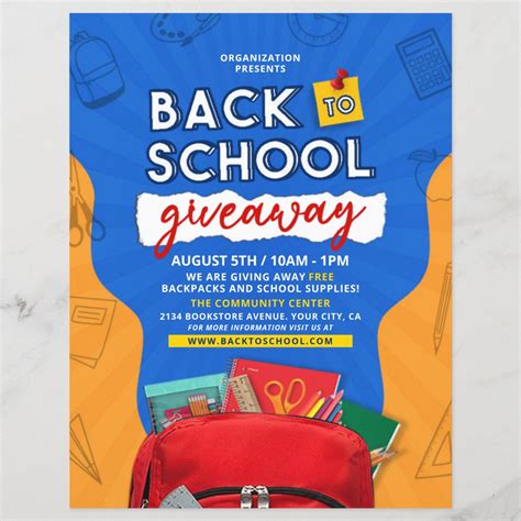 Backpack Giveaway Flyer Template