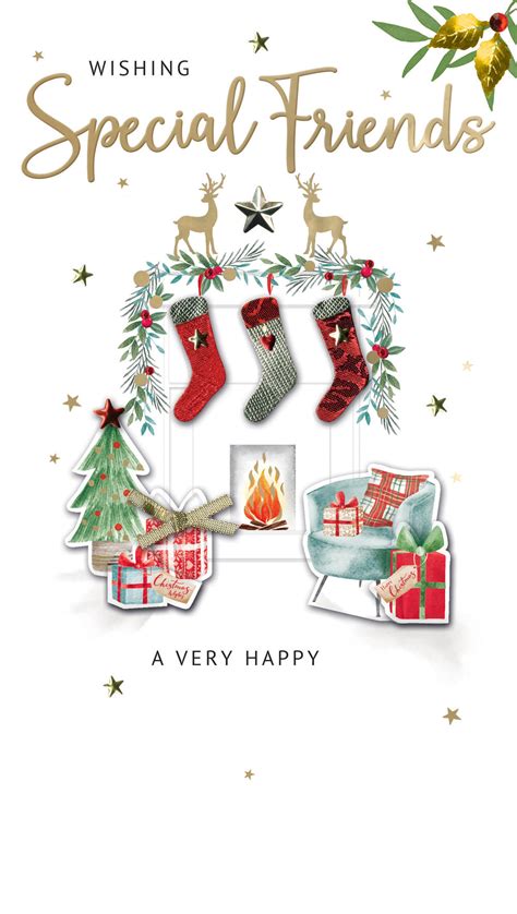 Special Friends Fireside Embellished Christmas Card Hand-Finished | Cards