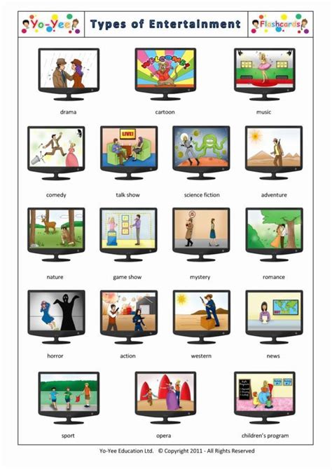 Entertainment and TV Channel Flashcards for Kids