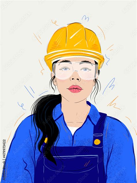 construction worker with helmet Stock Illustration | Adobe Stock