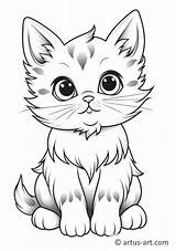 Cute Cat Coloring Page » Free Download Artus Art sketch template