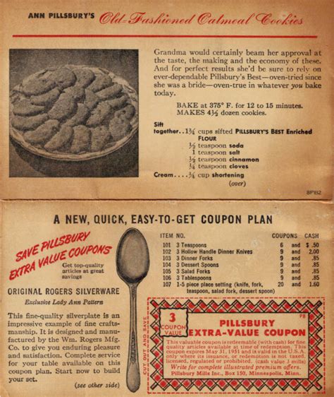 Old Fashioned Oatmeal Cookies – Vintage Recipe Card « RecipeCurio.com