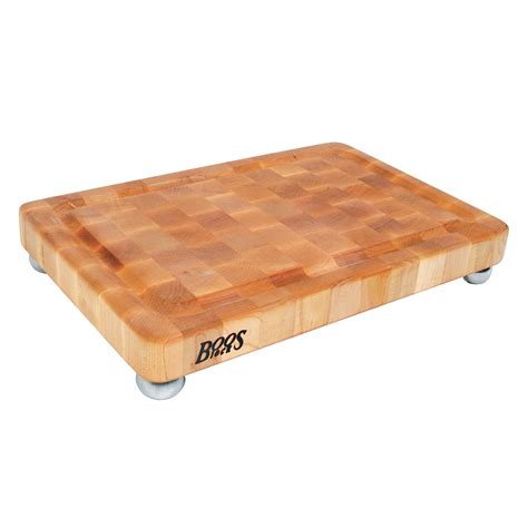 John Boos MPL1812175-SSF Cutting Board, Maple, Juice Groove, Stainless Bun Feet, 18 x 12 x 1-3/4 ...