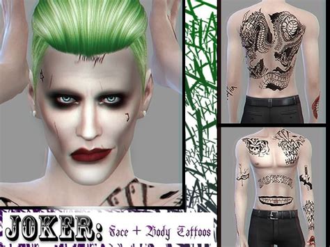 *Face + body tattoos Found in TSR Category 'Sims 4 Sets' | Sims 4 tattoos, Joker face, Joker makeup