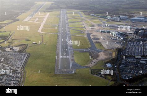 aerial view of the main runway at Manchester Airport, UK Stock Photo, Royalty Free Image ...