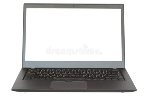 One Black Laptop With White Screen Isolated On White Background Stock ...