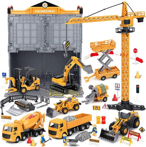 Construction Truck Toys with Crane, 81pcs Kids Alloy Engineering ...