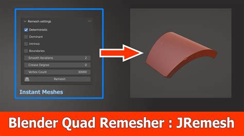 Blender 3 Quad Remesher JRemesh Addon - YouTube