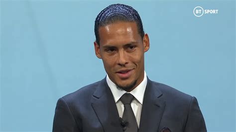 Virgil van Dijk accepts the UEFA Men's Player of the Season award for ...