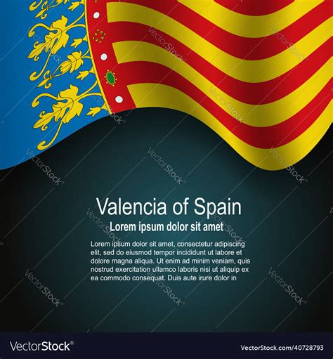 Flag of valencia spain flying on dark Royalty Free Vector