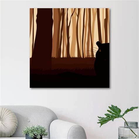 OWNSERIES Cute Gerbil Silhouette Forest Pattern Canvas Wall Art ...