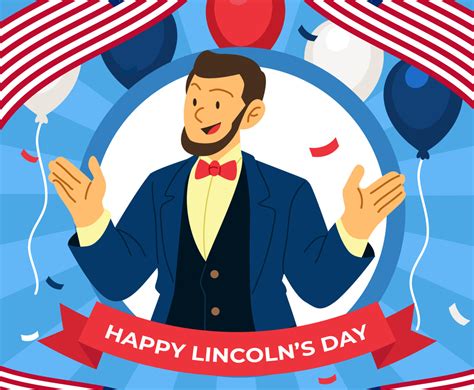 Abraham Lincoln Birthday Concept with Flags and Balloon