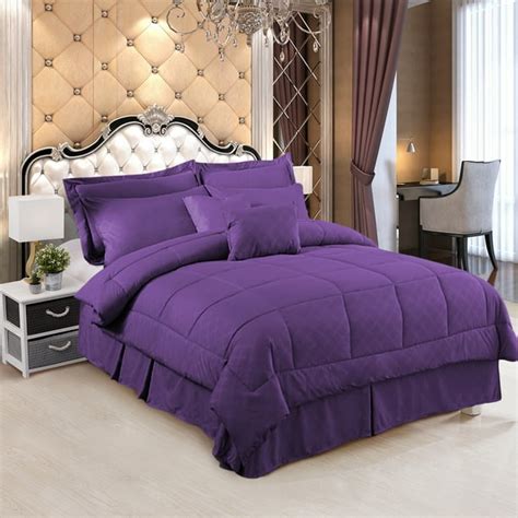 10 Pieces Bed in a Bag Bedding Comforter Set,Quilted Diamond Pattern ...