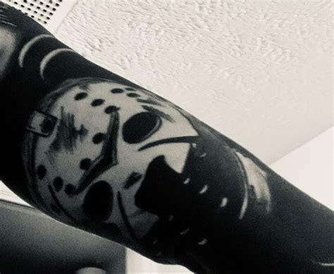 Pin on Blackout tattoo. Negative space horror sleeve.