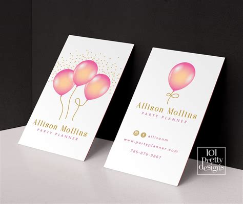 Balloons Business Cards Printable Business Card Design Party - Etsy