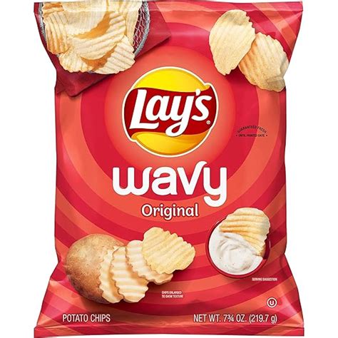 Amazon.com: Lay's Wavy Potato Chips, Original Flavor, 7.75oz Bag ...