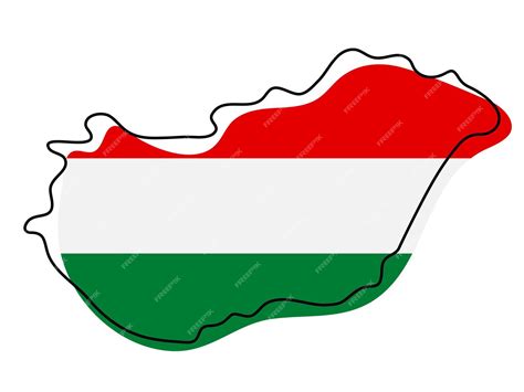 Premium Vector | Stylized outline map of Hungary with national flag ...