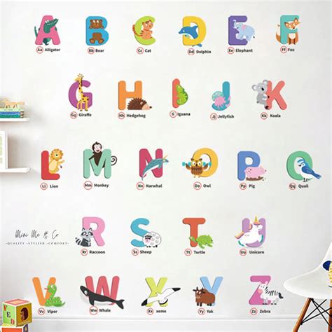 Nursery Alphabet Decal/wall Sticker Removable ABC Wall - Etsy