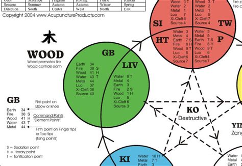 The Five Elements of Acupuncture Chart