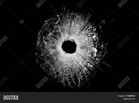 Bullet Hole Glass Isolated On Black Image & Photo | Bigstock