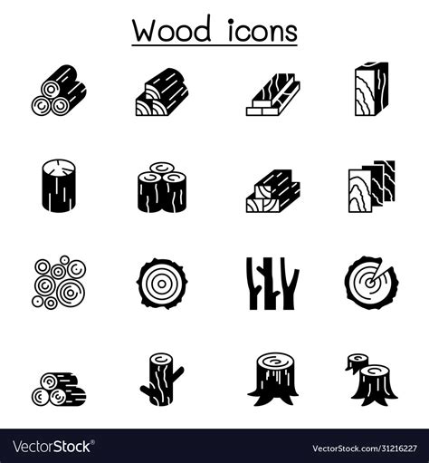 Wood icon set graphic design Royalty Free Vector Image