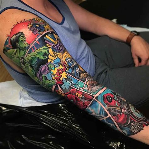 Marvel comic sleeve tattoo – Artofit