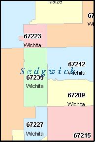 WICHITA Kansas, KS ZIP Code Map Downloads