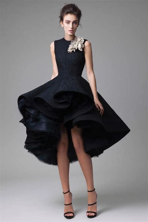 Custom Made Black Short Front Long Back Evening Dress Lace Sleeveless ...