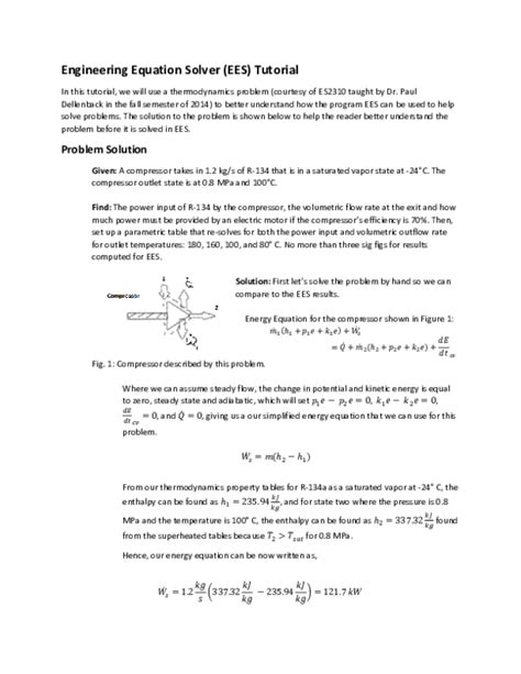 (PDF) Engineering Equation Solver (EES) Tutorial | Arturo Cervantes - Academia.edu