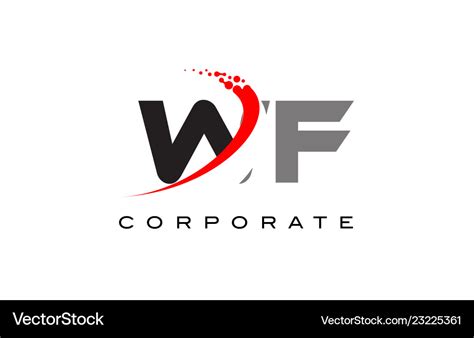 Wf modern letter logo design with swoosh Vector Image