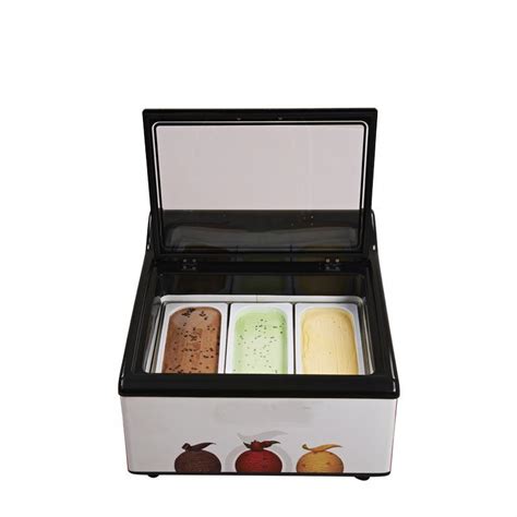 3 Pans Mini Gelato Showcase Ice Cream Display Freezer