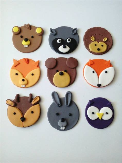 Woodland Animals fondant cupcake Toppers 12 pcs in 2020 | Fondant cupcakes, Fondant cupcake ...