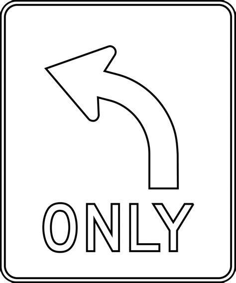 Left Turn Only, Outline | ClipArt ETC