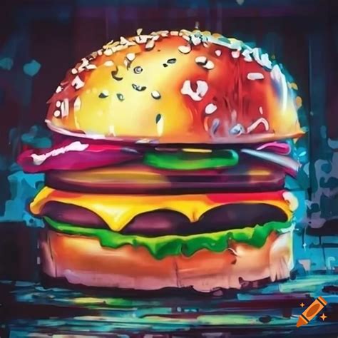 Cheeseburger graffiti art on Craiyon