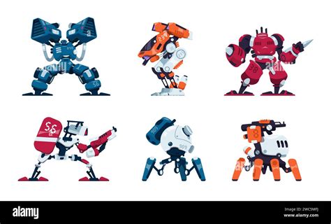 War robots. Cartoon battle machine, super hero character in futuristic ...