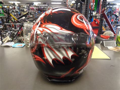 Used Shoei Red Dragon Motorcycle Helmet W Clear Visor and Bag Medium 57-58cm | C & S Sporting Goods