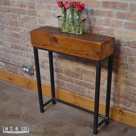 Reclaimed Beam Entry Table - 24" Reclaimed Wood & Metal Legs | aftcra