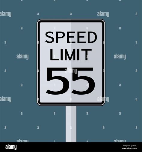 USA Road Traffic Transportation Sign: Speed Limit 55 On White ...