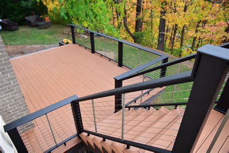 Double Deck - Azek Vintage Collection in Cypress Color and Evolutions Railing in Black color ...